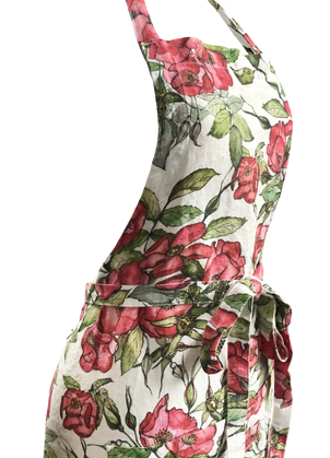 Rosa Rugosa Printed Linen Apron