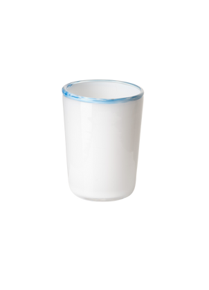 Thyme Hand Blown Water Glass in White/Blue