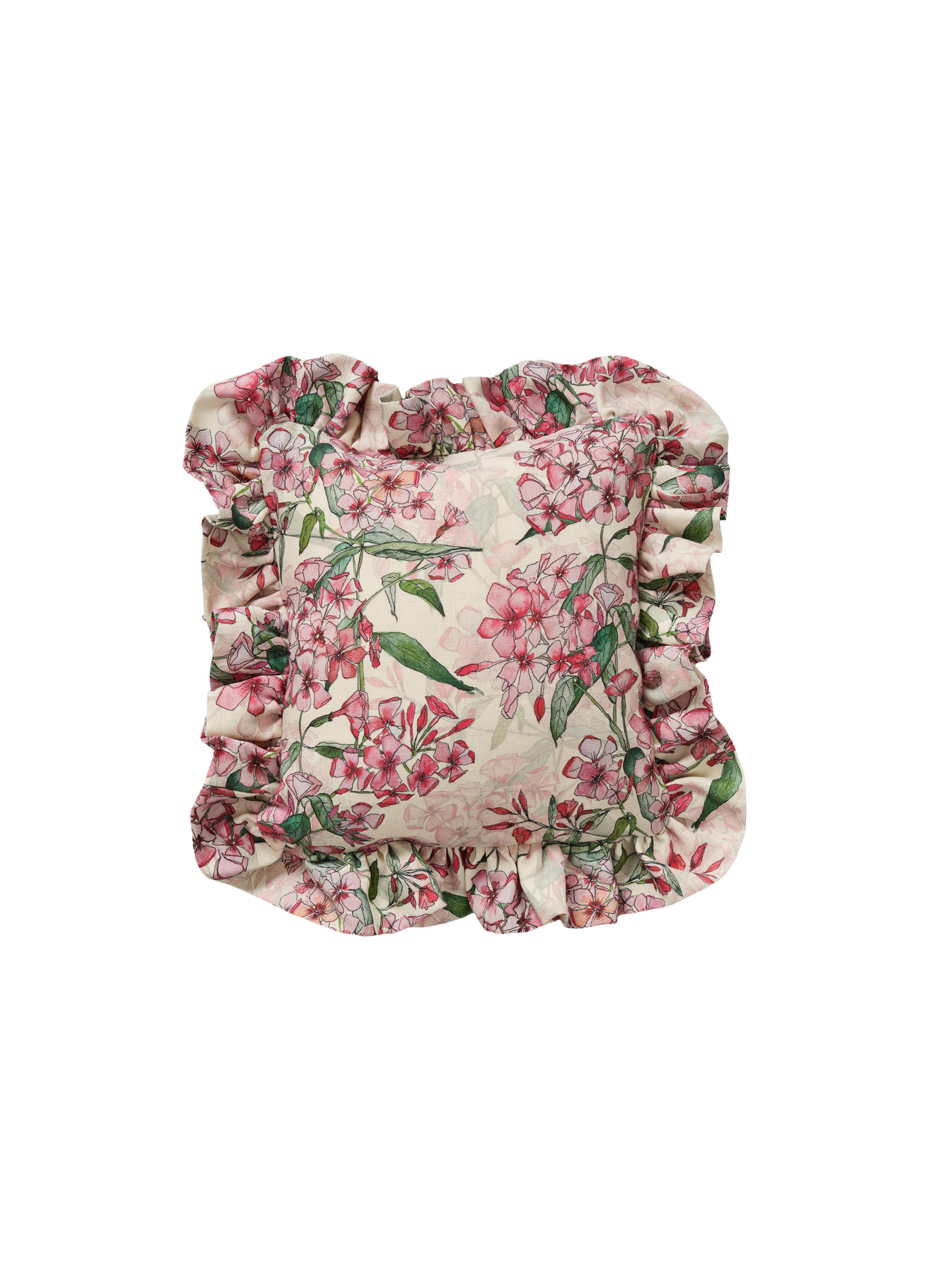Pink Phlox Rows Cushion with Frill