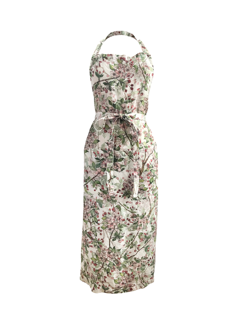 Cherry Blossom printed Linen Apron