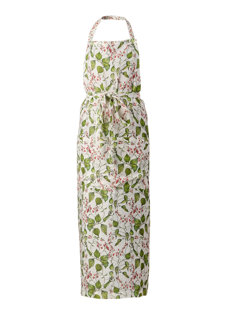 Bean Flower printed Linen Apron