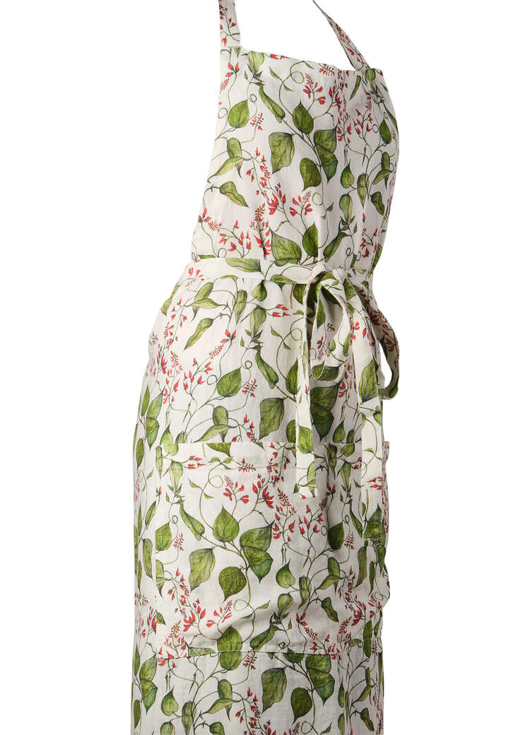 Bean Flower printed Linen Apron