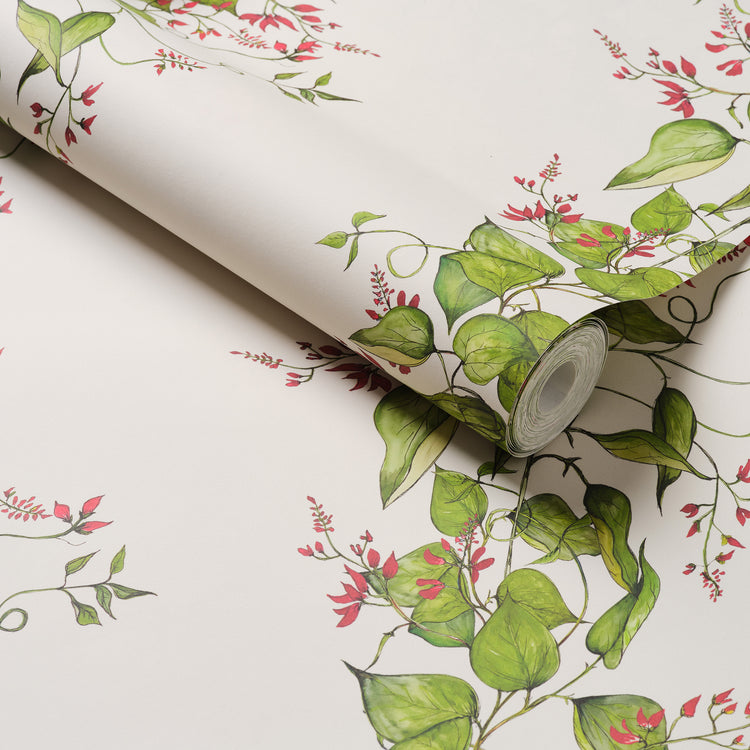 Bean Flower Stripe Wallpaper