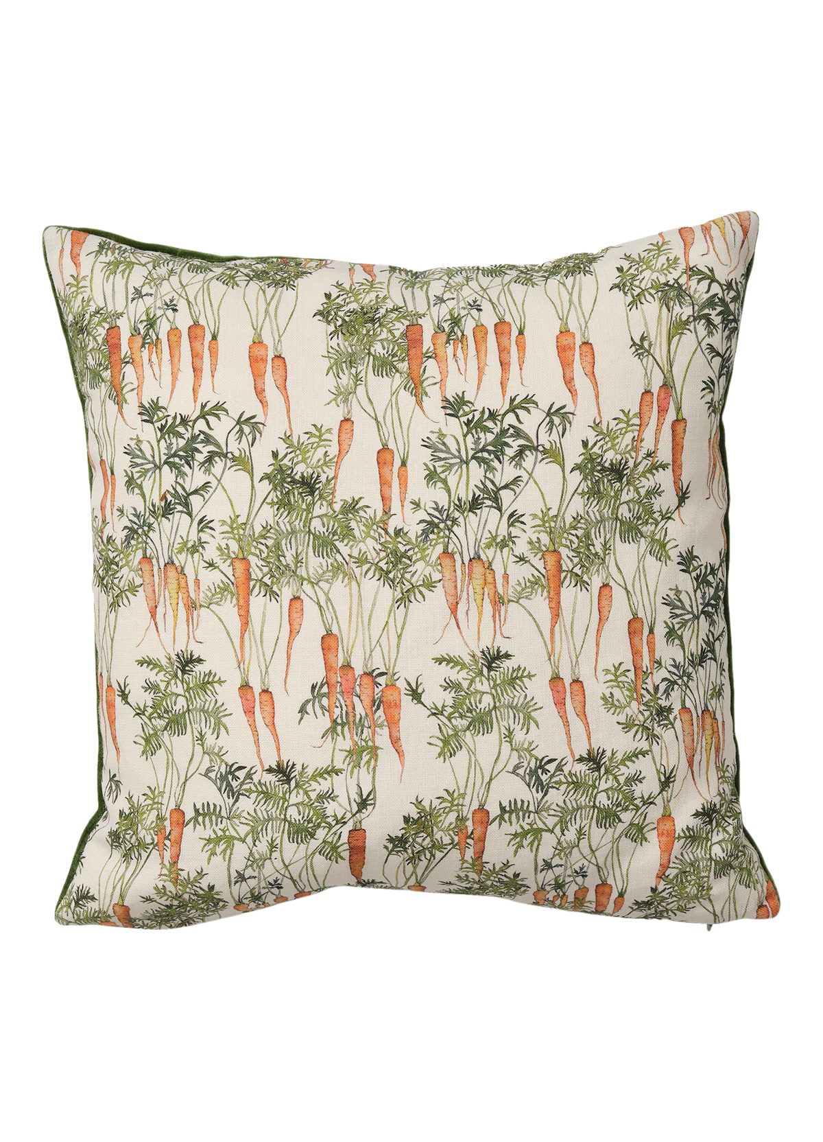 Wisteria Carrot Square Cushion with Green Velvet