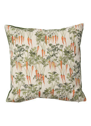 Wisteria Carrot Square Cushion with Green Velvet