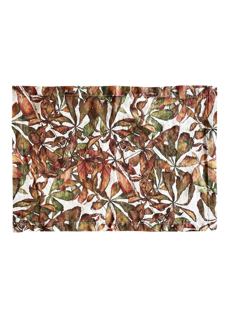 Autumn Leaves Horse Chestnut Linen Placemat