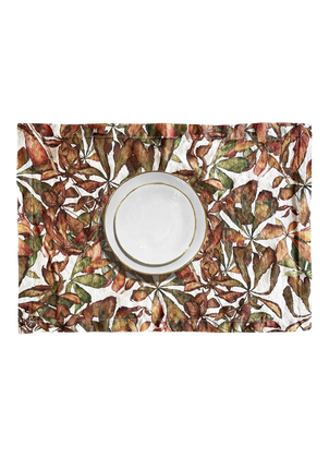 Autumn Leaves Horse Chestnut Linen Placemat