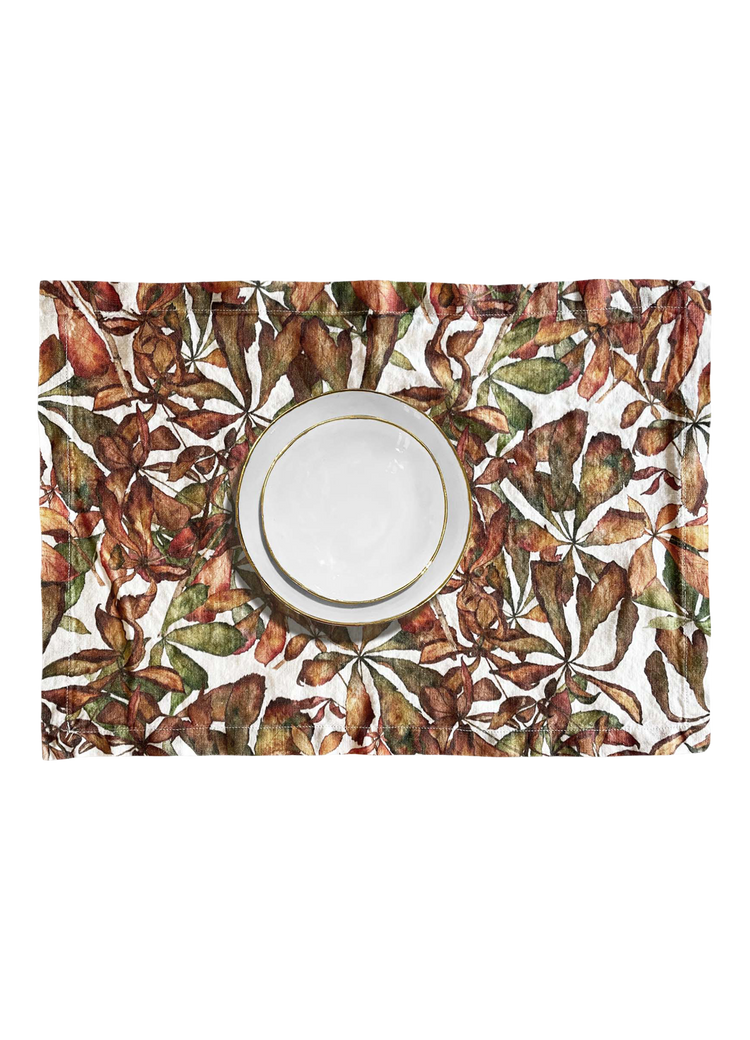 Autumn Leaves Horse Chestnut Linen Placemat