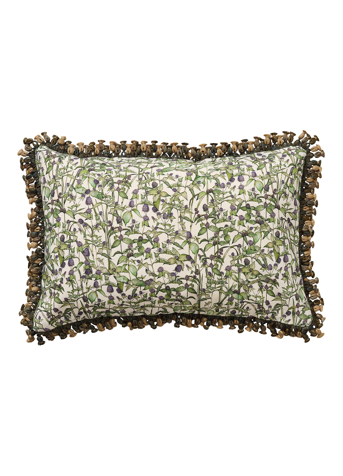 Rivermint Cushion with Green Onion Tassel Trim
