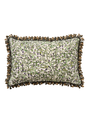 Rivermint Cushion with Green Onion Tassel Trim