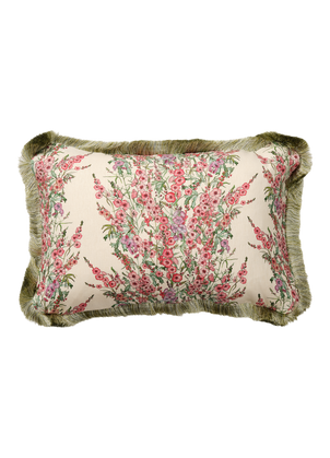 Sidalcea Rectangle Cushion with Mint Green Cotton Trim