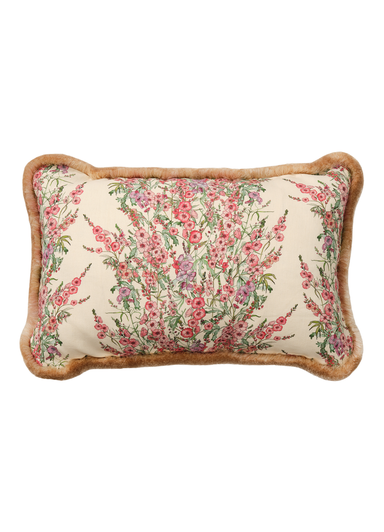 Sidalcea Rectangle Cushion with Ecru Silk Trim
