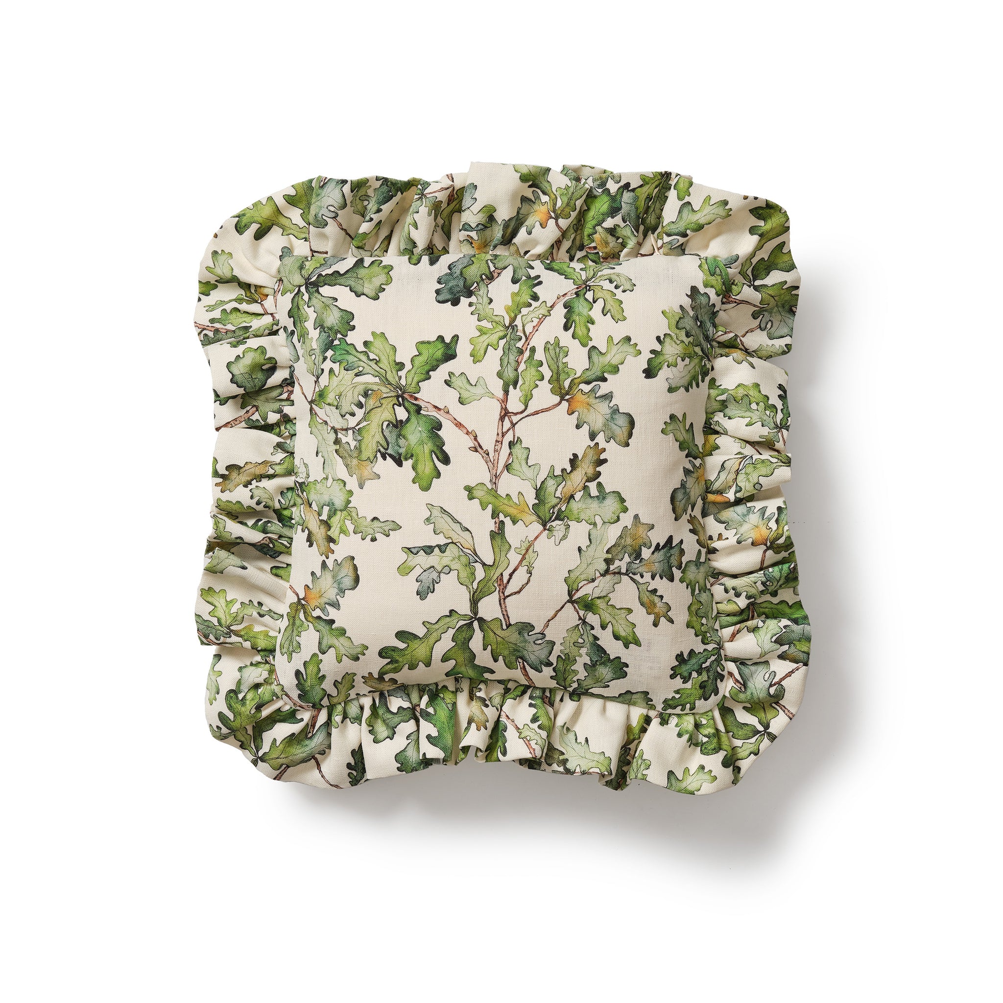Square Oak Leaf Frill Cushion Thyme & Bertioli