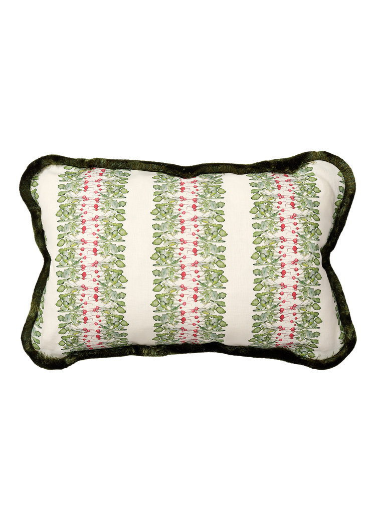 Radish Stripe Rectangle Cushion with Silk Trim