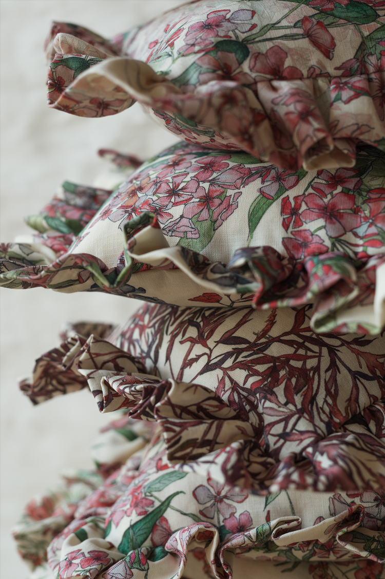 Elderflower Cushion with Frill
