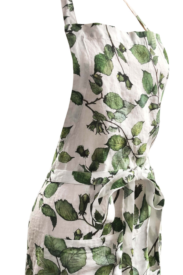Cobnut printed Linen Apron