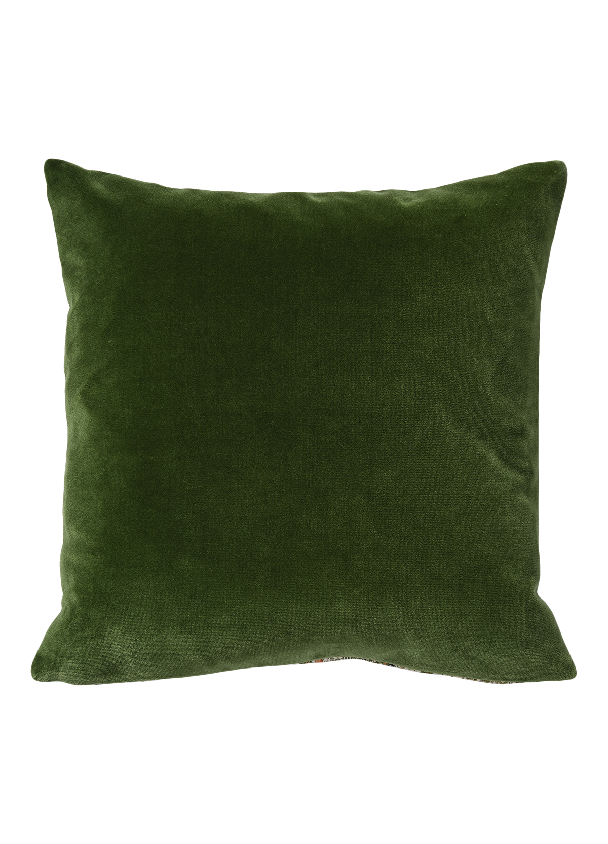 Veg Row Square Cushion with Green Velvet