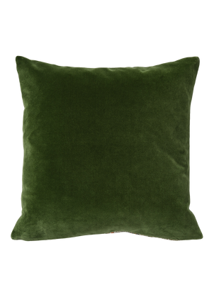 Veg Row Square Cushion with Green Velvet