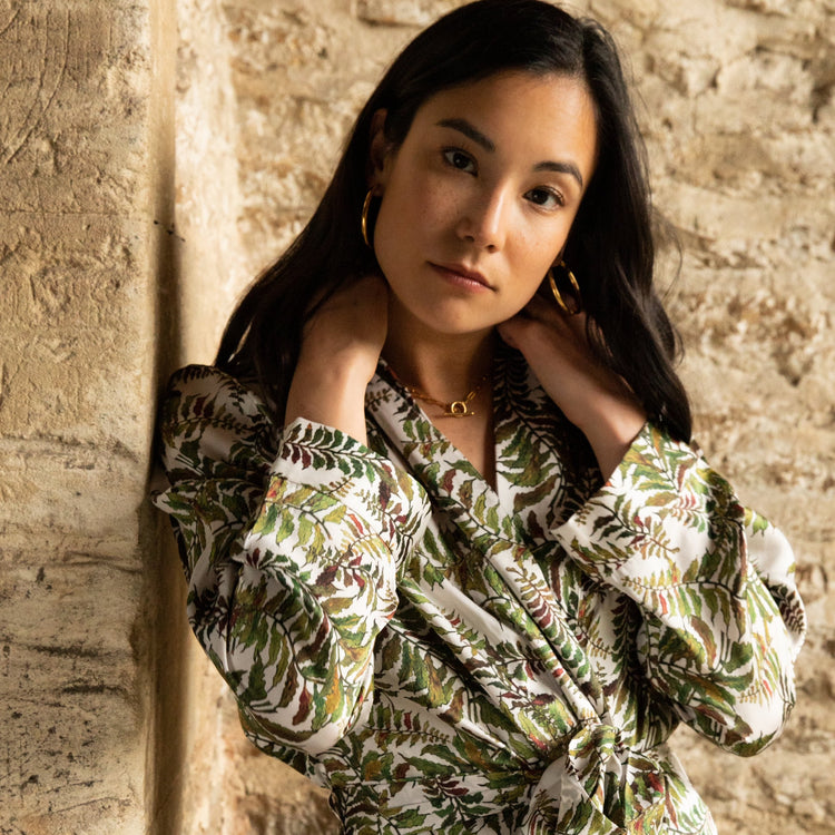 Silk Robe in Fern