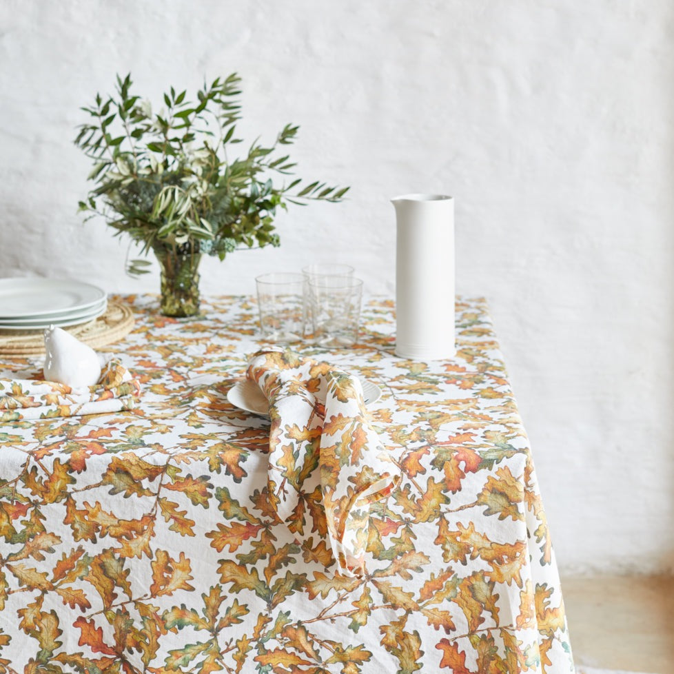 Autumn Leaves Oak Linen Napkin