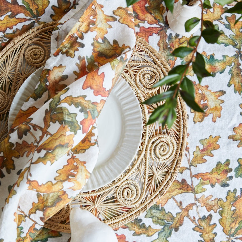 Autumn Leaves Oak Linen Napkin