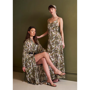 Silk Robe in Fern