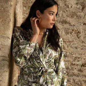 Silk Robe in Fern